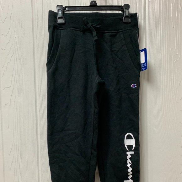 Champion SZ Small (7/8) Black Fleece Jogger Sweatpants Big Girls Pockets - Picture 2 of 4